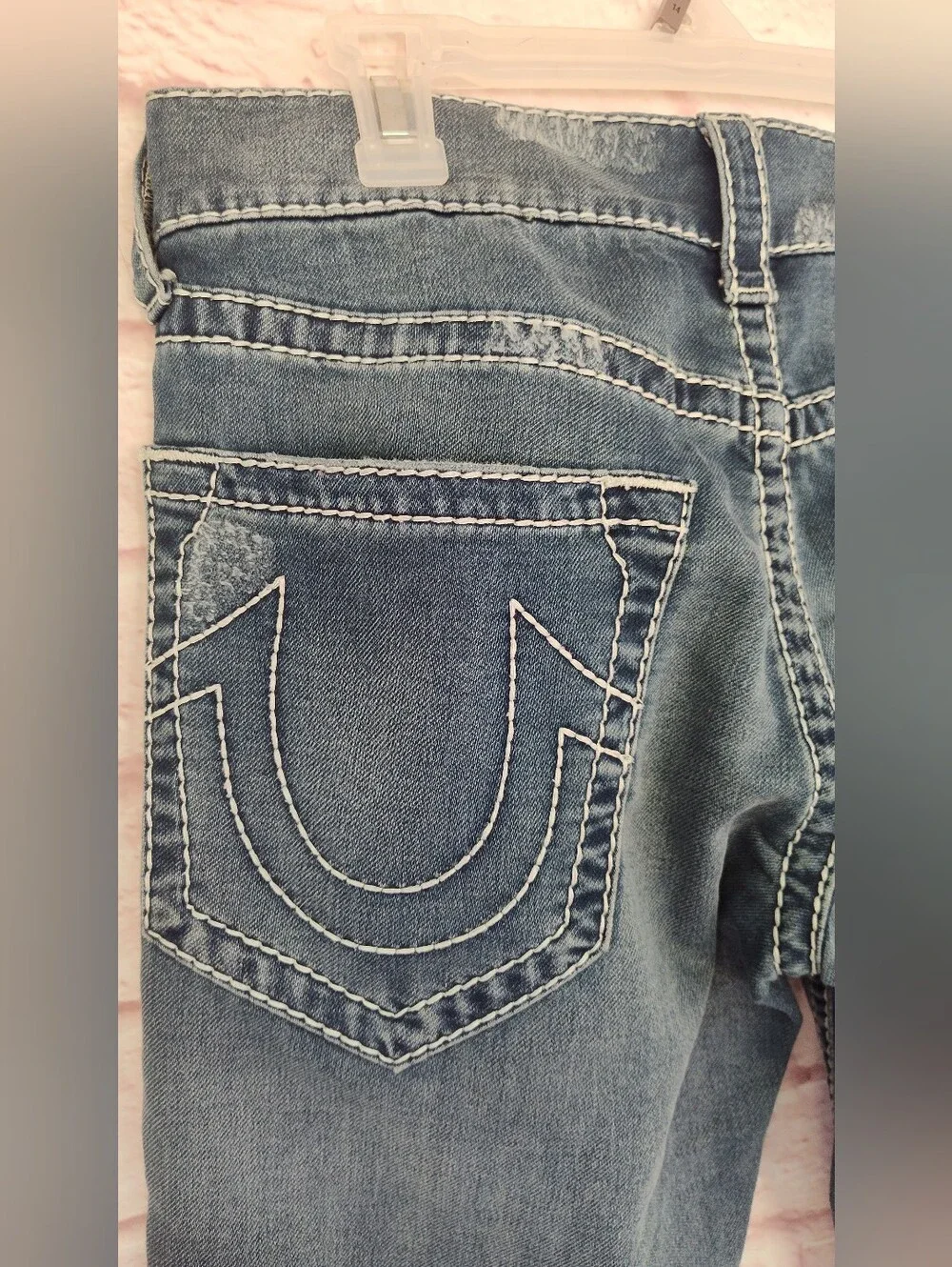 VINTAGE True Religion Slim Jeans Men Sz 29 White Stitched Denim Jeans Y2K
